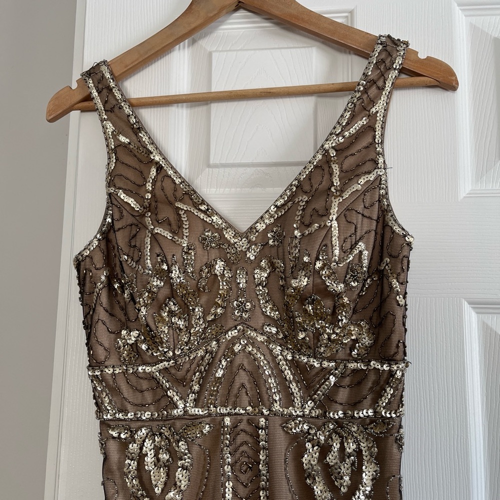 Sue Wong Sequin Embellished Dress in Black and Tan - Picture 6 of 9